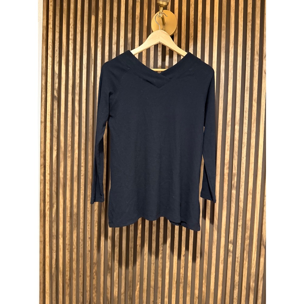 Soft Surroundings Medium Black Long Sleeve V‎ Neck Knit Top - Picture 2 of 3